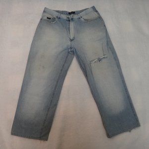 SEAN JOHN 38X30 BLUE JEANS VINTAGE DISTRESSED